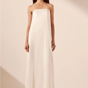 Shona Joy La Lune Cumulus Silk Strapless Lace Column Maxi Dress - Ivory